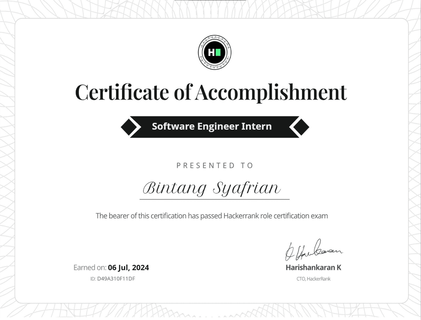 HackerRank SWE Intern